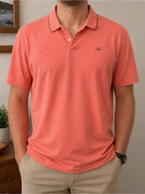 Dockers Men’s Polo Shirt XL Coral Short Sleeve Classic Casual Logo